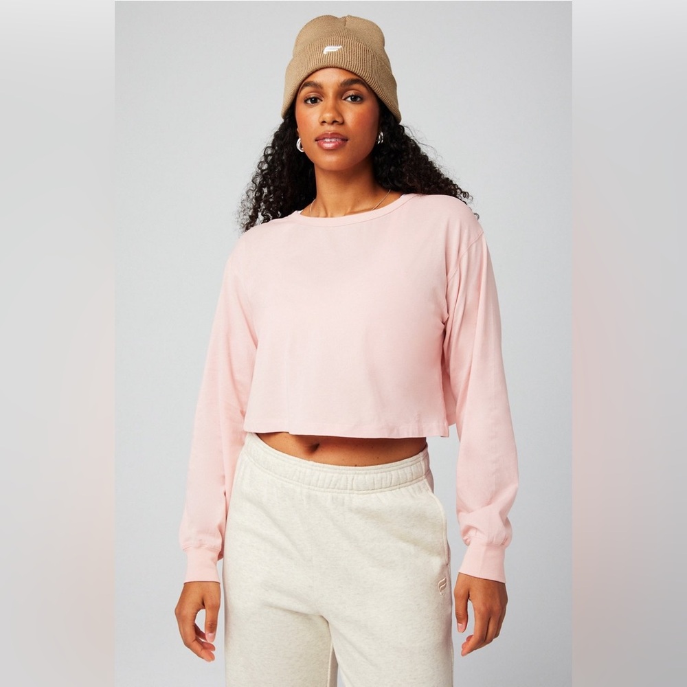 Fabletics 100% Cotton Cropped Boxy Long-Sleeve - Picture 2 of 8